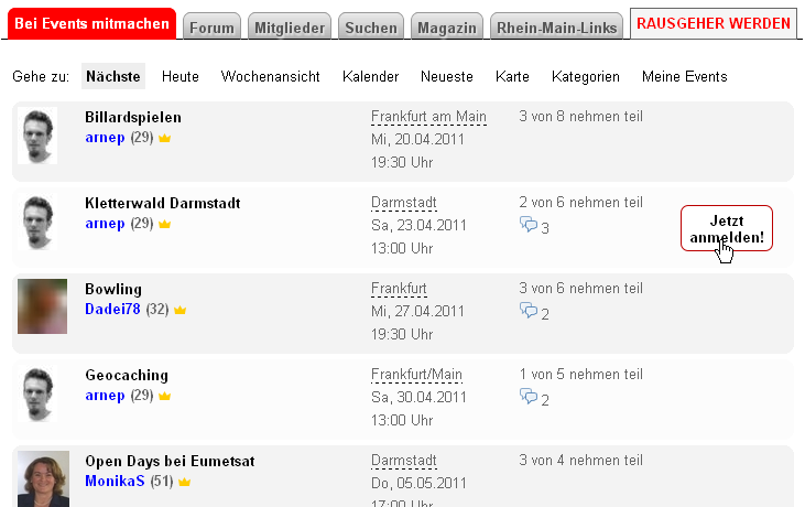Eventübersicht Eventübersicht