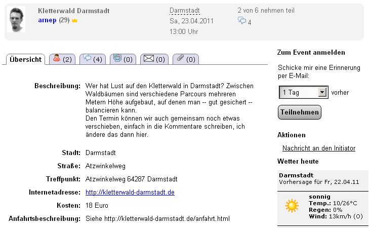 Eventansicht Eventansicht