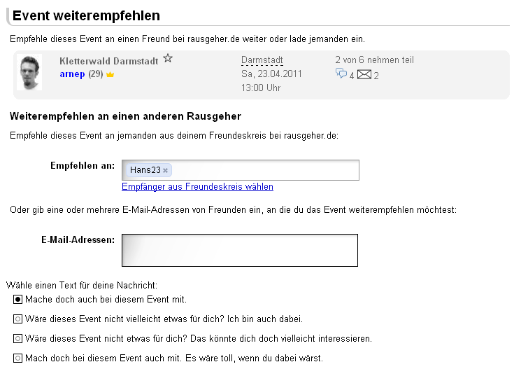 Eventempfehlung Eventempfehlung